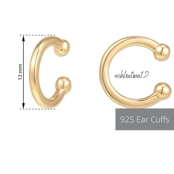 NEW Gold 925 Ear Cuffs Non Pierced Ear Cuffs - Picture 2 of 6